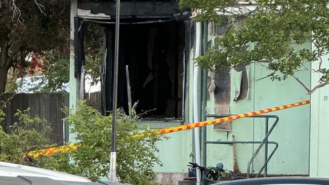 The scene of a house fire on Orchardleigh St, opposite Yennora Station, on October 7, 2024. Picture: Amaani Siddeek