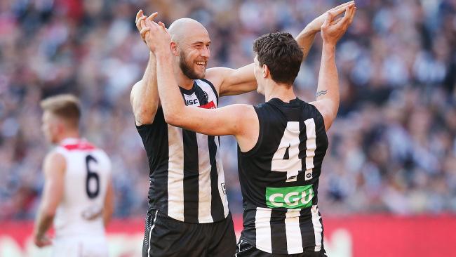 Ben Reid and Brody Mihocek starred against the Saints. Picture: Getty