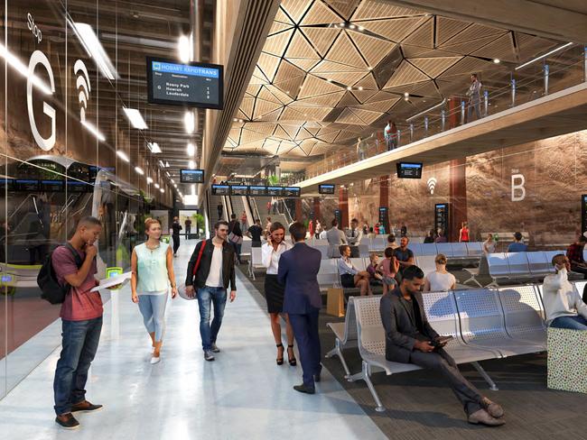 An artist’s impression of the underground bus mall. Picture: Department of State Growth