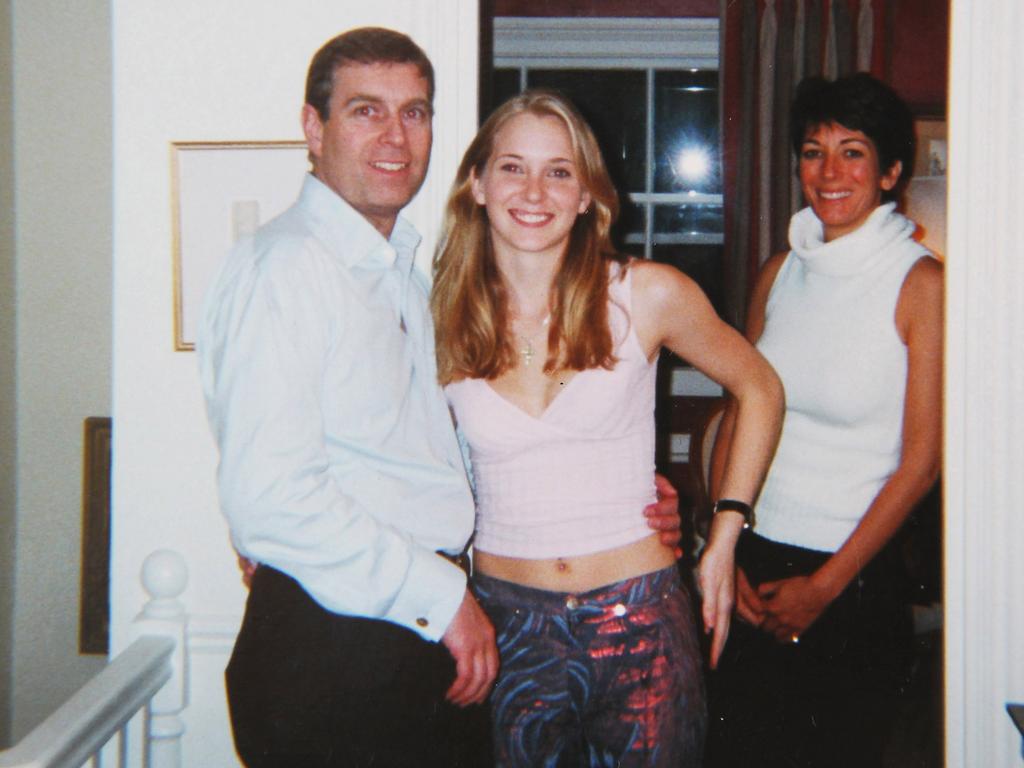 Prince Andrew and Virginia Roberts at Ghislaine Maxwell's townhouse in London, Britain on March 13, 2001 Picture: Florida Southern District Court/Supplied