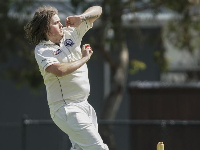 Andrew Sharp bowling for Crib Point last season. Picture: Valeriu Campan