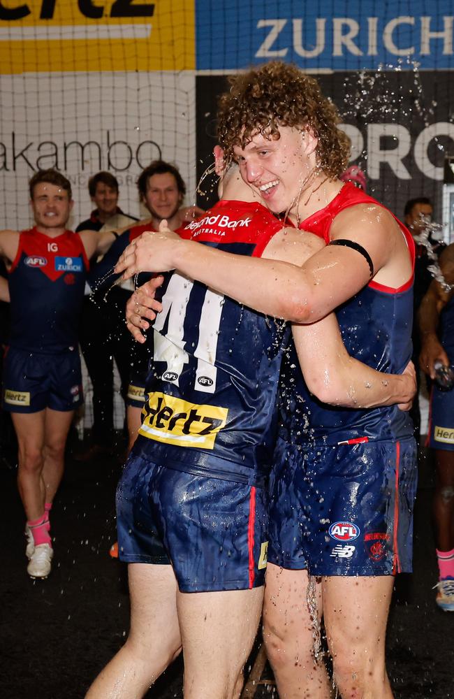 Kynan Brown (left) is back in. (Photo by Dylan Burns/AFL Photos via Getty Images)