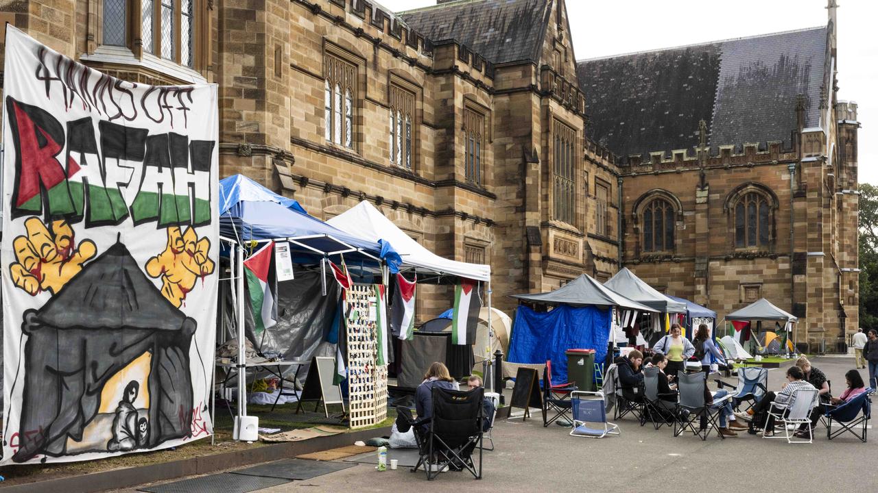 The hearing follows encampments being set up on several university campuses in protest of the ongoing conflict in the Gaza Strip. Picture: NewsWire / Monique Harmer