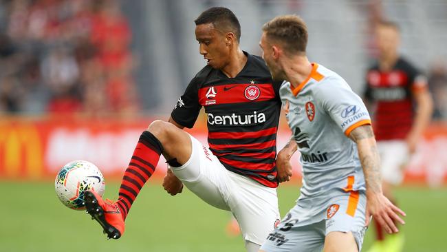 Keanu Baccus of the Wanderers controls the ball. Picture: Getty Images