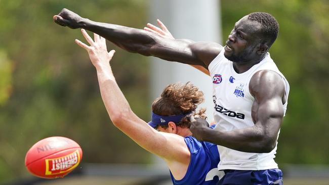 Majak Daw spoils his opponent in their intra-club. Picture: AAP Image/Michael Dodge