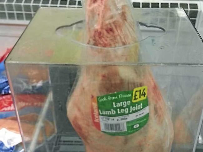 Lamb leg joints in Iceland supermarket are kept locked in a perspex box. Picture: Gary Nunn