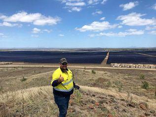 BETTER DAYS: Max Fletcher at the Collinsville solar farm where he completed the majority of the earthworks. He is owed money by project contractors RCR Tomlinson.