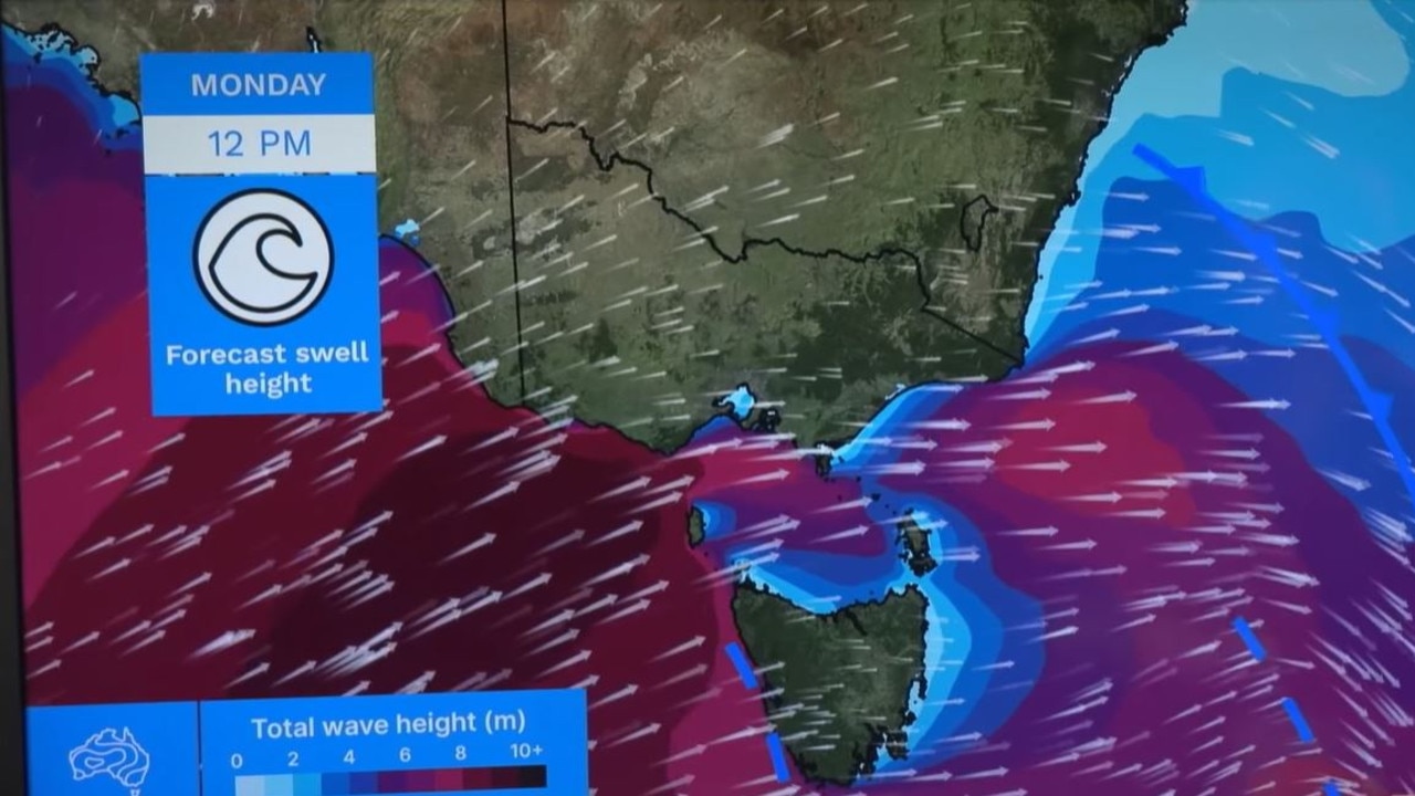 Monster waves are forecast to surround Tasmania.