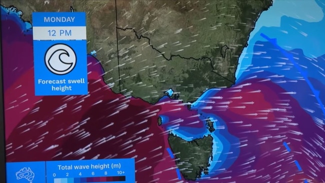 Monster waves are forecast to surround Tasmania.