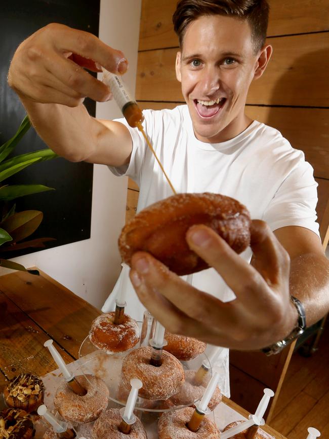 Blackboard Coffee has signature salted caramel injectable doughnuts. Picture: Regi Varghese