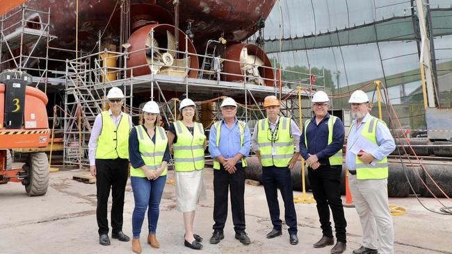 Meeting in Cairns are, from left, Chris Boland, Senator Nita Green, Minister Catherine King, Rob Downing, Olav Groot, Phil Growden and Russel Beers. Picture: Supplied