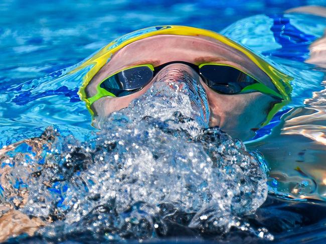 Australia's Emily Seebohm competes during the swimming women's 200m backstroke. Picture: AFP Photo/Francois Xavier Marit