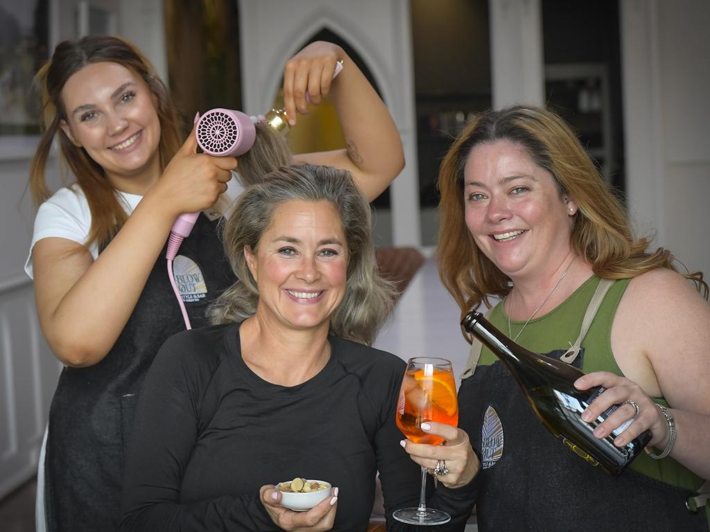 Blow Out Style &amp; Bar. Britney Nock, Natasha Ellery and Michelle Fahey at the Blow Out &amp; Style Bar in Unley. Picture: Roy VanDerVegt