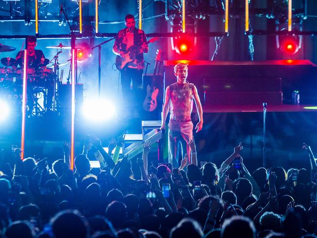 Troye Sivan performing at Eventim Apollo, Hammersmith, in London during 2019. Picture: Joseph Okpako/WireImage