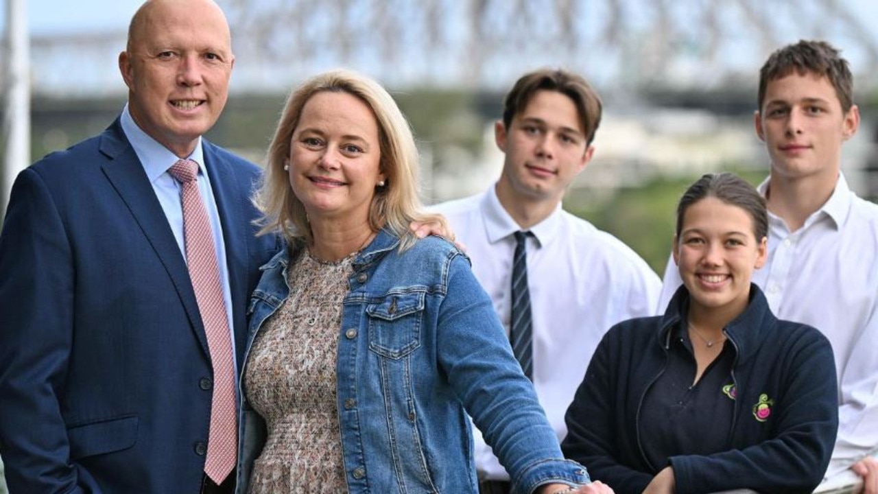 Peter Dutton with his wife and three children.