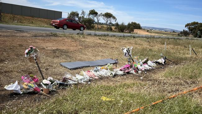 A roadside memorial for a Buckland Park teen killed in a crash in Adelaide's north has grown to several metres as loved ones continue to pay tribute. Picture: Natalie Vikhrov