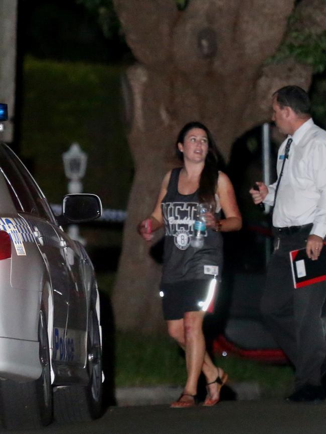 Teagan Mullins talks with police on the night of her partner’s murder. Picture: Bill Hearne