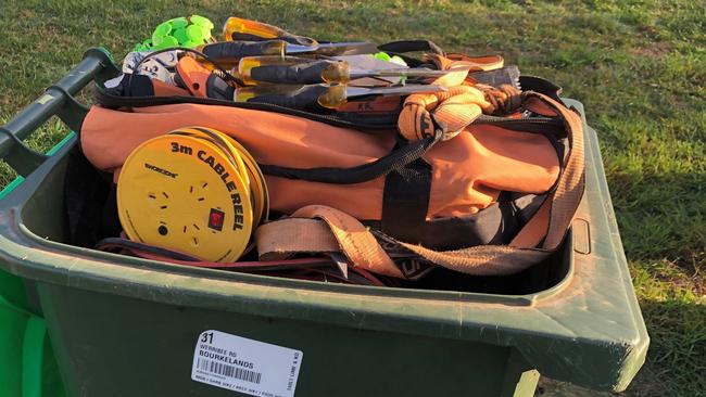 Some of the goods police found in the boot of the car that rolled. Picture: Riverina Police District