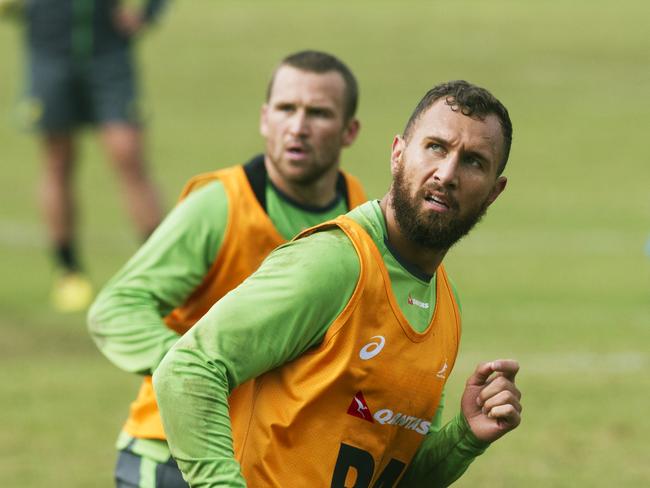 Matt Giteau (back) says he was thrilled that Cooper had taken his opportunity to win the game.