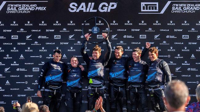 New Zealand are now on top of the SailGP leaderboard. Photo: Chloe Knott for SailGP.