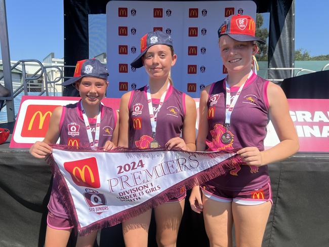 Tigerlily Nixon, Matilda Smith and Ava Oakley, Junior SEQ AFL grand finals, 2024