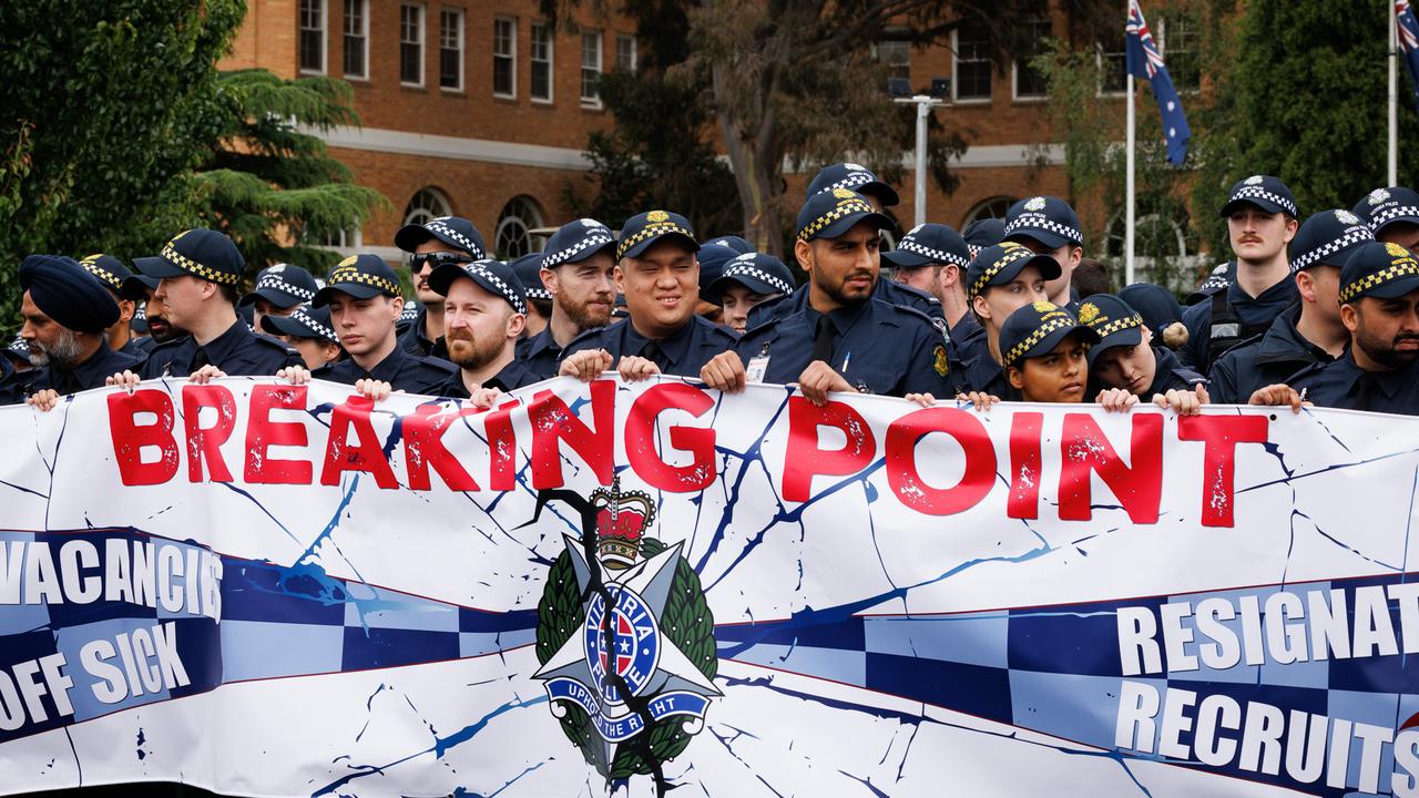 The strike kicks off at the Victorian Police Academy in Glen Waverley.Picture: NewsWire / Nadir Kinani