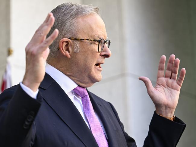 CANBERRA, AUSTRALIA  - NewsWire Photos - MAY 5, 2025:  Prime Minister Anthony Albanese holds a press conference at Parliament House in Canberra Picture: NewsWire / Martin Ollman
