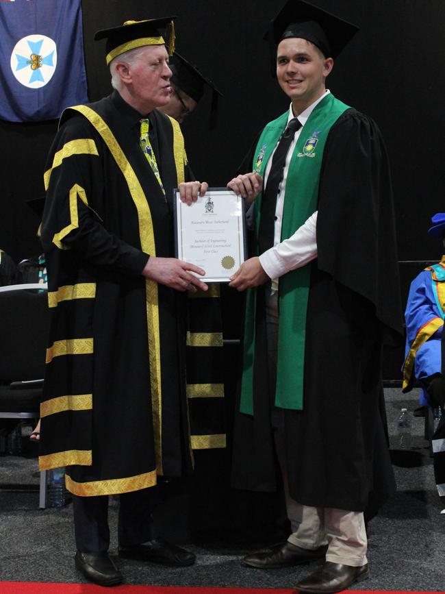 Alexandre Sutherland graduated with a Bachelor of Engineering (Honours) (Civil Construction) at the CQUniversity graduation ceremony in Bundaberg on December 14, 2023.