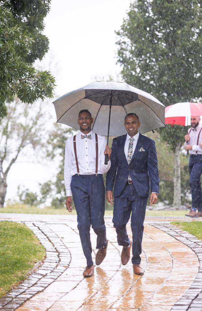 The rain poured on the day of Katelyn Alexander and Avilash Singh’s wedding. Picture: Salt Studios