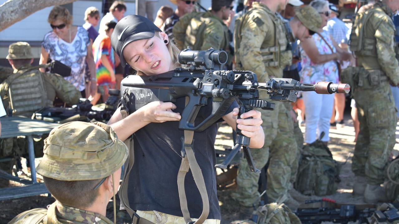 James Inch of Bowen testing his aim at the Exercise Talisman Sabre open day. Picture: Kirra Grimes