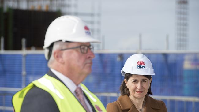 Minister for Health Brad Hazzard and NSW Premier Gladys Berejiklian at the Wyong Hospital redevelopment site at Wyong. Picture: NCA NewsWire / Troy Snook