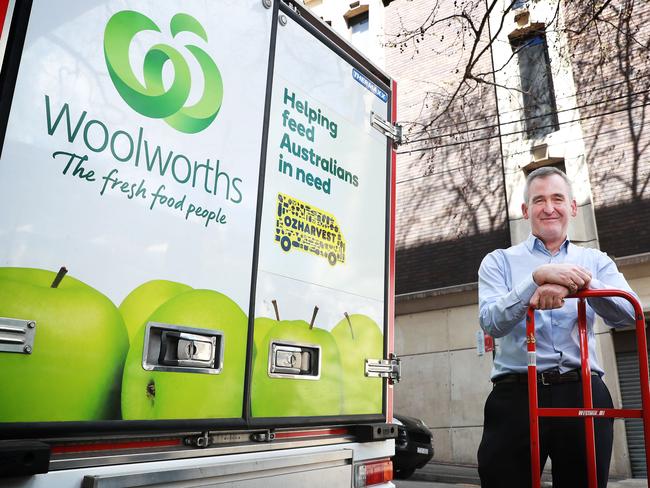 21/8/20: Wooloworths CEO Brad Banducci at their Sydney offices with a delivery truck for the retailer's full year results. John Feder/The Australian.