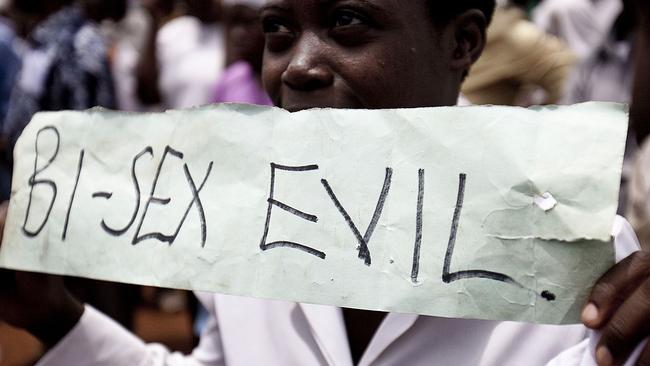 Ugandans taking part in an anti-gay demonstrations at Jinja, Kampala in 2014. Picture: AFP PHOTO/TREVOR SNAPP