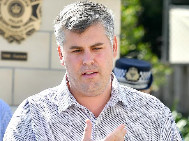 Minister for Police and Corrective Services and Minister for Fire and Emergency ServicesMark Ryan.Police press conference at the Caboolture police station for the Three police officers were injured while responding to a triple 0 call.Sunday March 13, 2022. Picture, John Gass