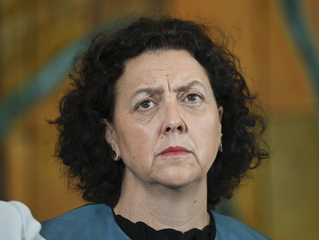 Kooyong’s teal independent MP, Monique Ryan, could be seen separating the agitated parties after the confrontation. Picture: NewsWire / Martin Ollman