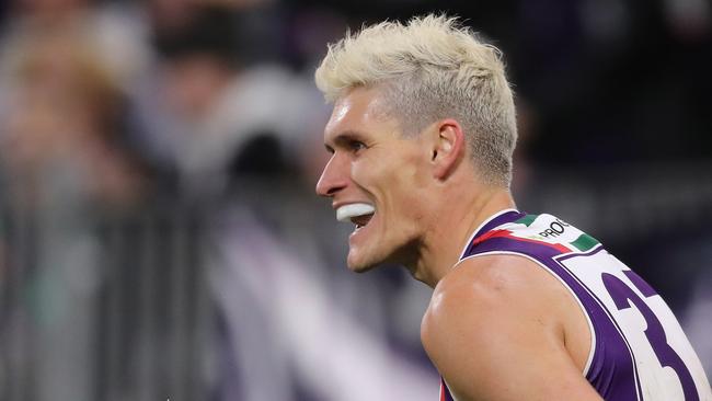 It was a frustrating night for Rory Lobb and Fremantle’s forwards. Picture: Will Russell/AFL Photos via Getty Images