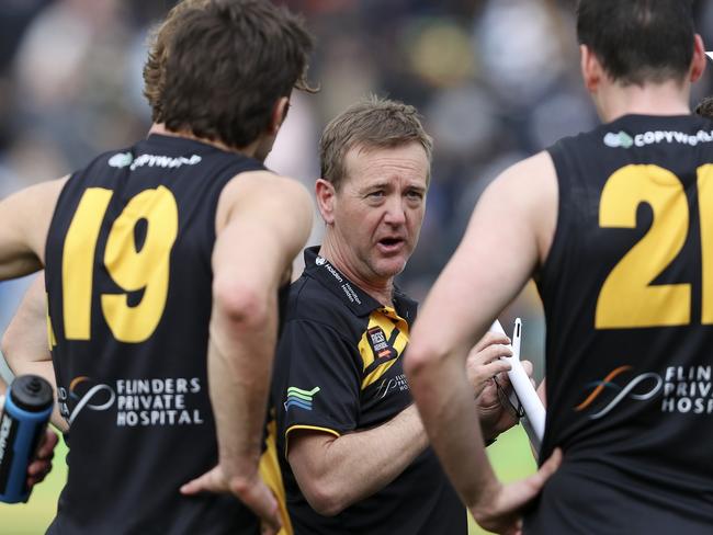 SANFL - GRAND FINAL  22/09/19 - Port Adelaide v Glenelg at Adelaide Oval. Glenelg Coach Mark Stone Picture SARAH REED