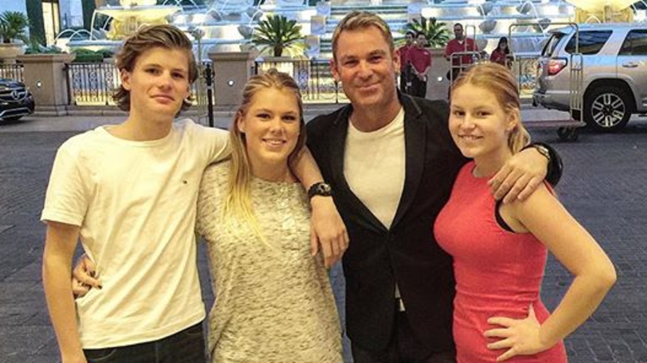 Shane Warne and his children in happier times. Picture: Instagram