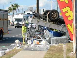 The crash on George Street on July 31, 2017, which Brock Seigert was badly hurt and would no longer be able to work at full capacity. Picture: Allan Reinikka ROK310717acrash1