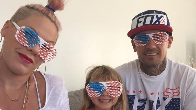 Pink, Willow and Carey Hart share their pride in America on July 4. Picture: Pink / Instagram