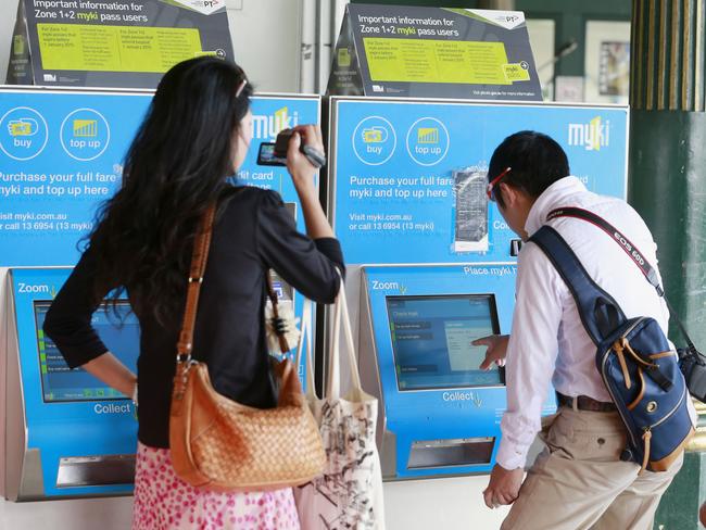 myki commuters can top up their cards using machines at train stations.