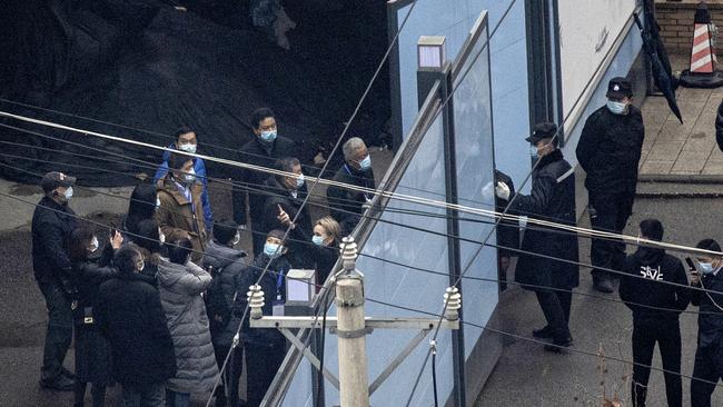 Investigative team members of the World Health Organisation visit Huanan seafood market in Wuhan in 20121. Picture: Getty Images