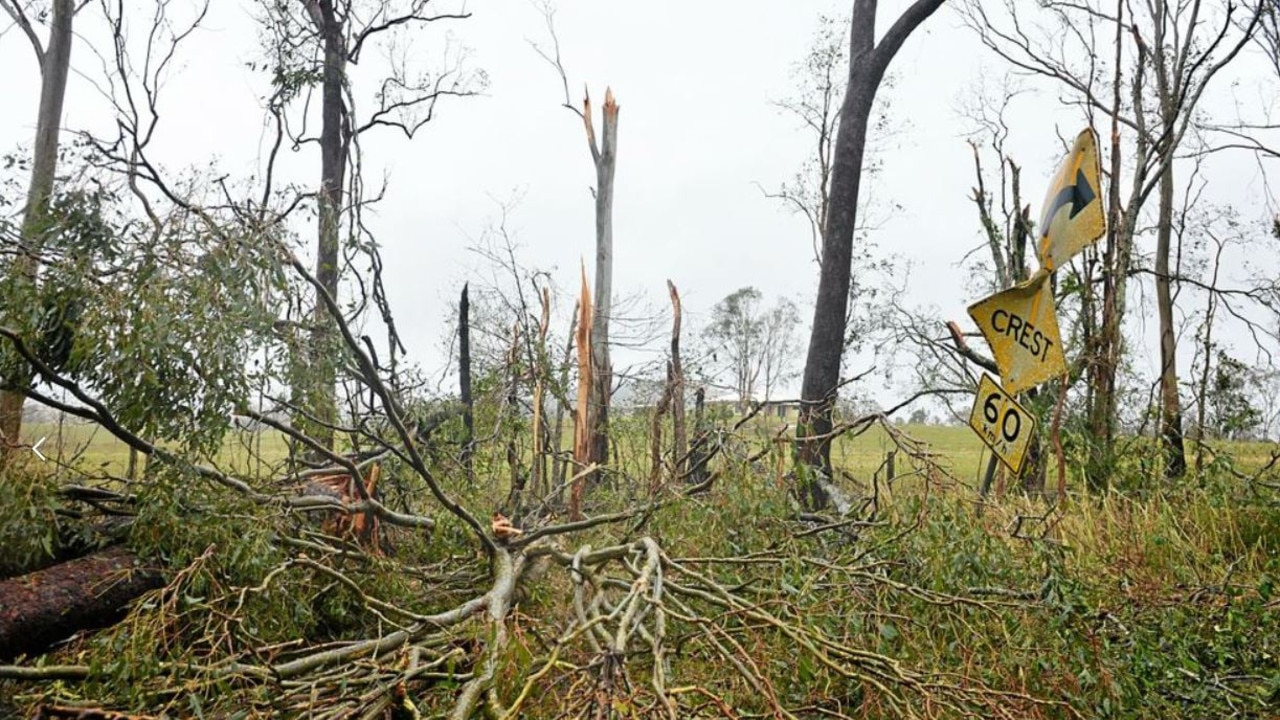 Storm damage on McIntosh Creek Rd Gympie. Picture: Renee Albrecht