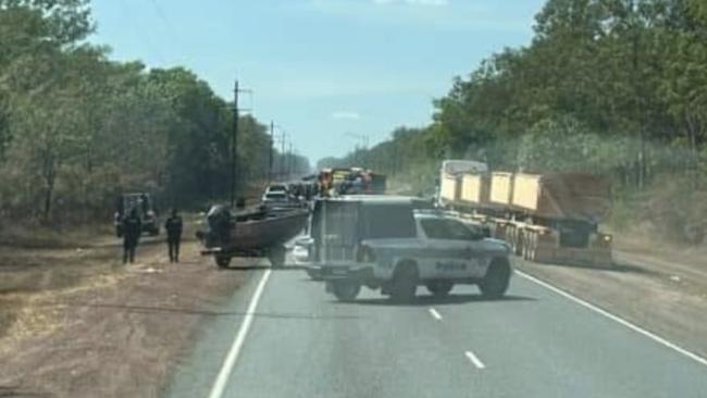 Emergency crews attend to major crash on the Arnhem Highway.