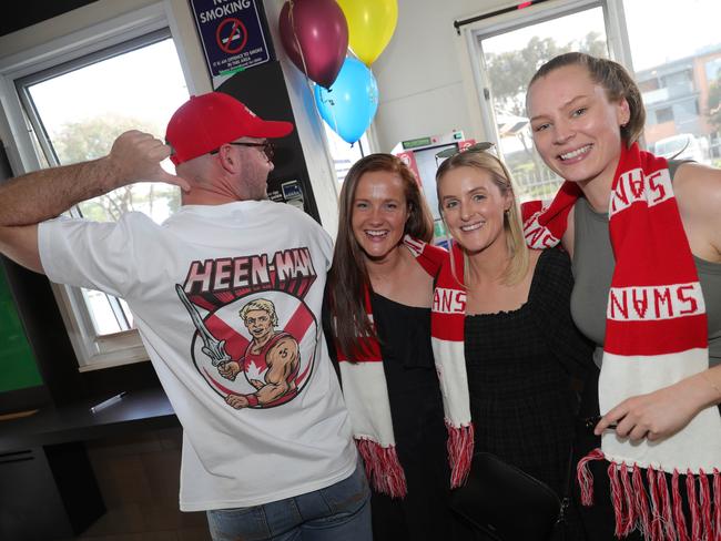 AFL grand final celebrations around Geelong . The Torquay Hotel Torquay left: Cameron Clark , Maddy Favilla , Brooke Chapman and Tess Ryan Picture: Mark Wilson