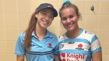 Rugby teen Brooke McKinnon and fellow country talent Martha Harvey. Picture: Supplied