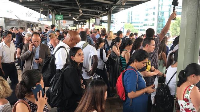 Vexed commuters left waiting at Central station. Picture: Clare Blumer/Twitter