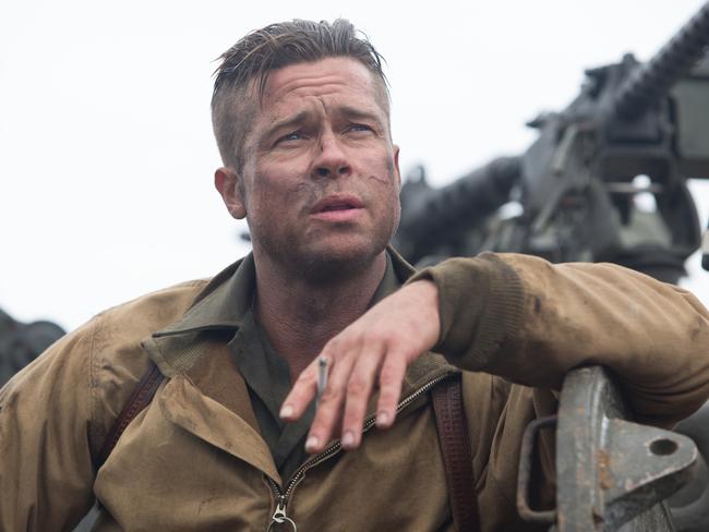 Sweetens a brutal experience for viewers ... Brad Pitt as army sergeant Wardaddy in a scene from Fury. Picture: Sony Pictures Entertainment / Giles Keyte