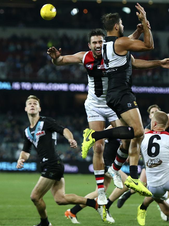 Robbie Gray says thanks to Paddy for the moment that killed the Saints. Picture: Sarah Reed