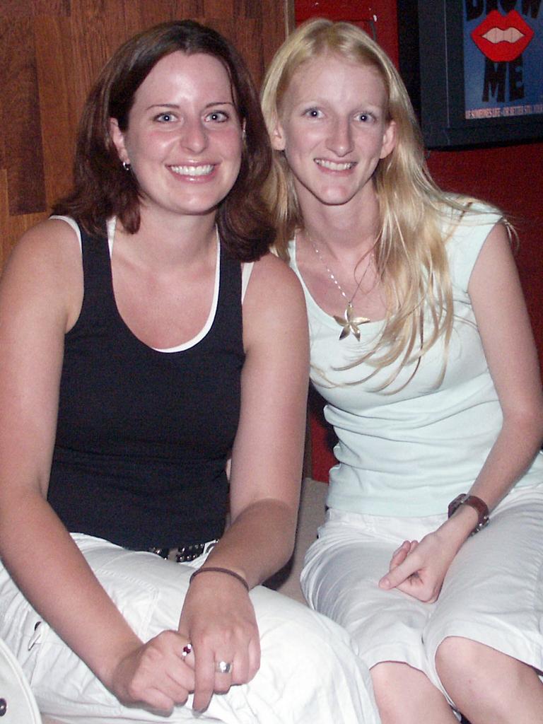 Kim Patterson and Ruth Frost at Platinum Lounge Nightclub, Mackay, 2005. Picture: Daryl Wright.